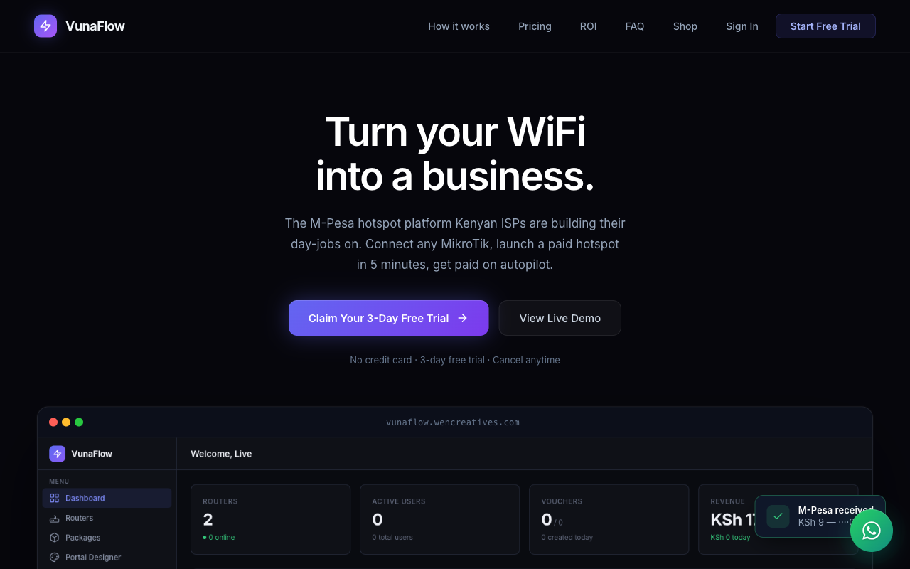 Landing Page — VunaFlow